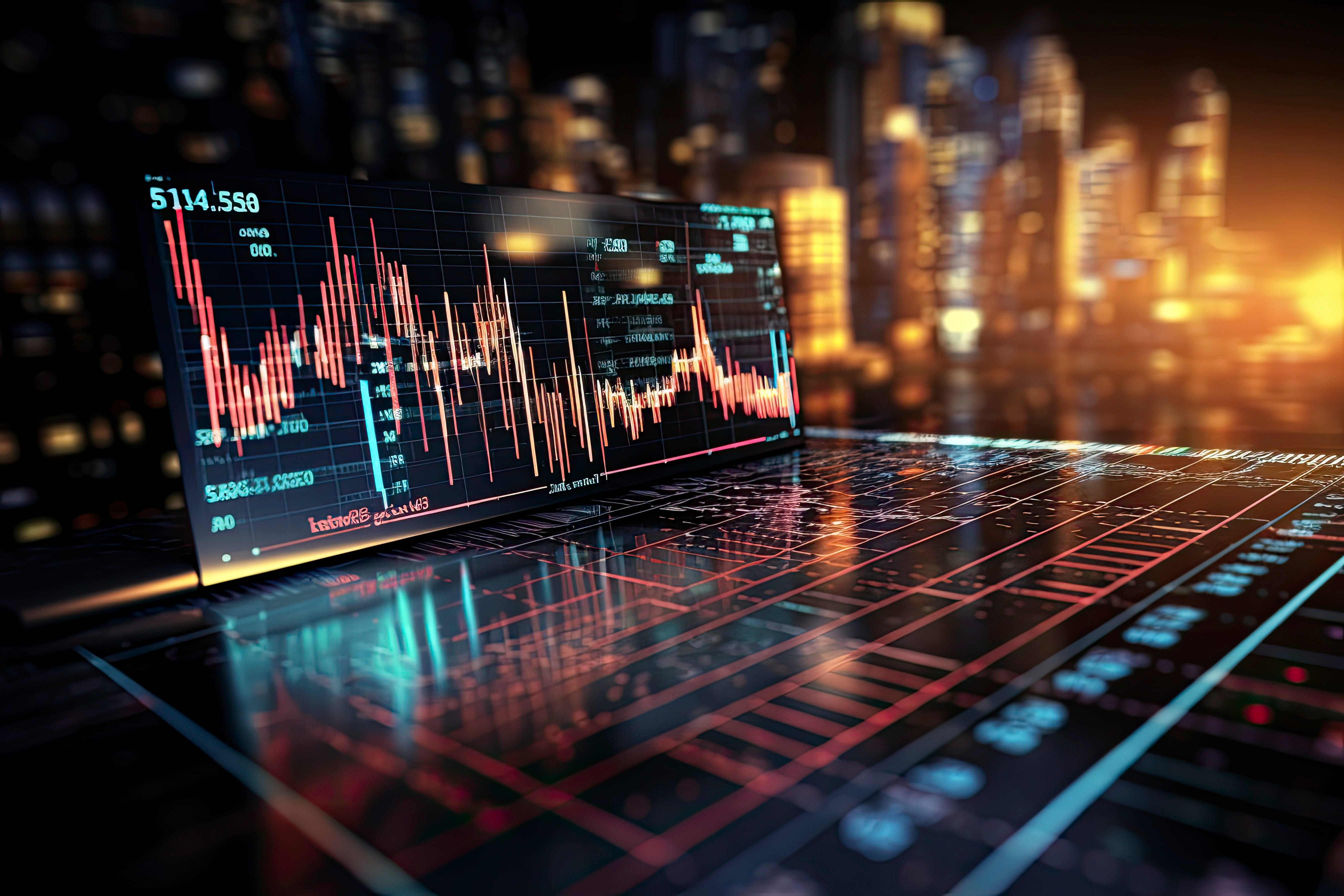 Stock market or forex trading graph.